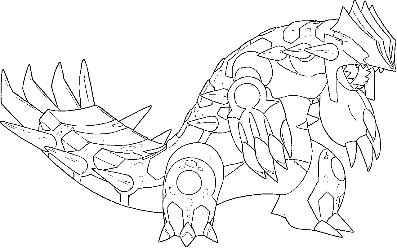 Coloriage Groudon légendaire crachant des flammes - Pokémon légendaire à imprimer