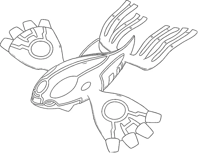 Legendary Kyogre Rising from the Waves coloring page to print
