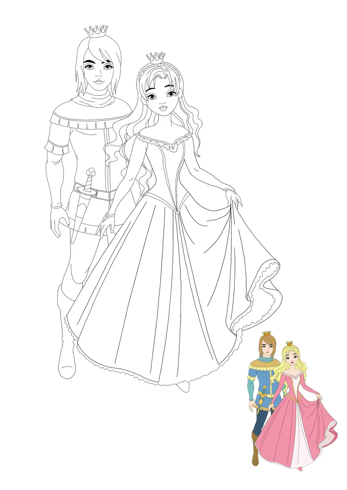 Coloriage Prince And Princesse - Princesse à imprimer