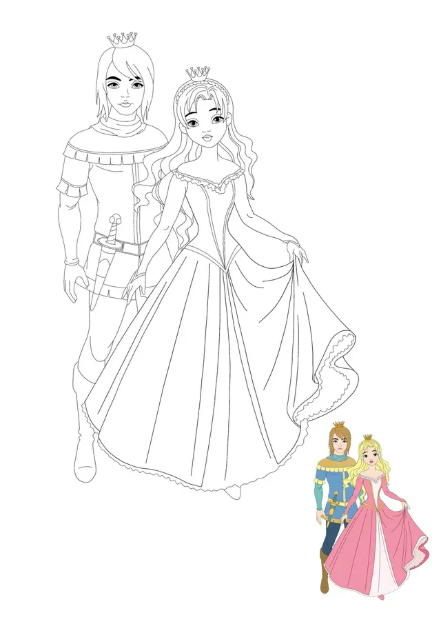 Coloriage Prince And Princesse - Princesse à imprimer