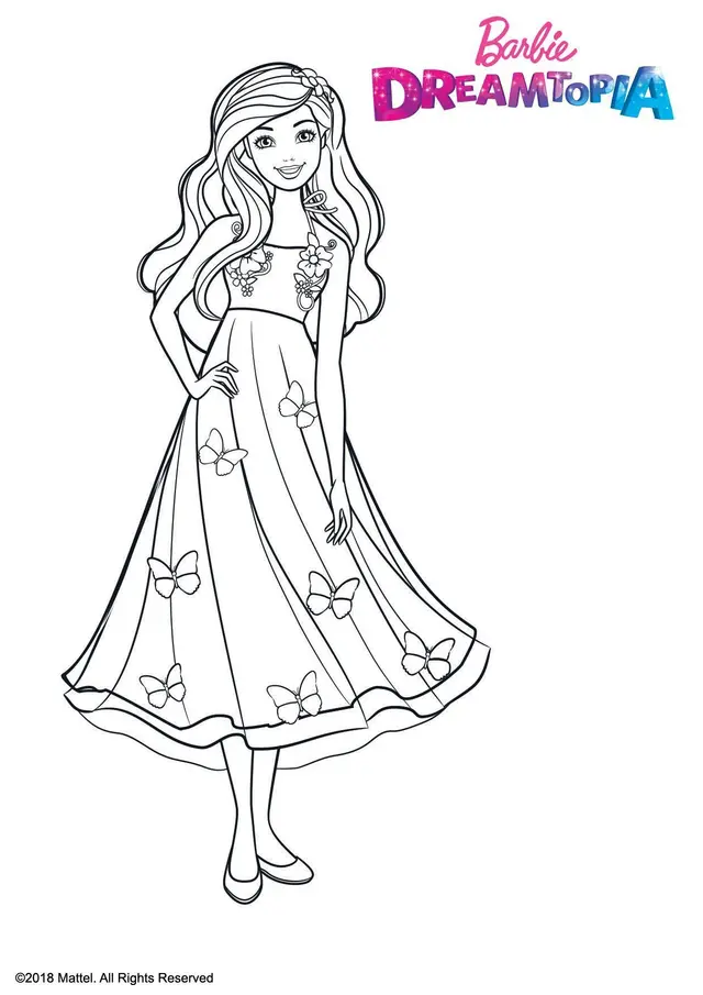Coloriage Princesse Chevelure Magique - Barbie à imprimer