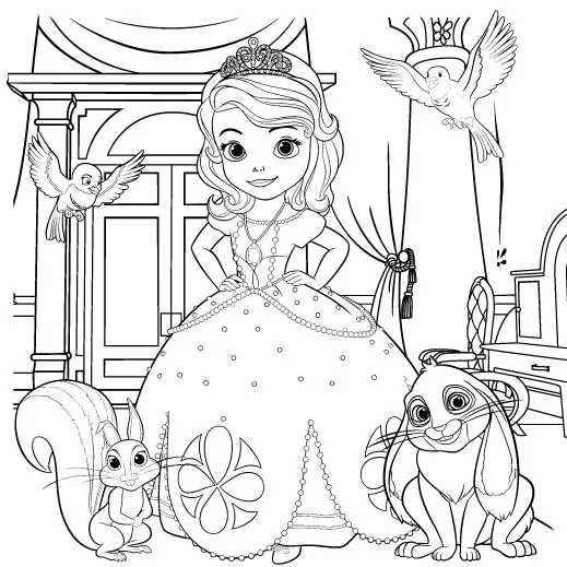 Coloriage Princesse Disney Sofia Et Les Personnages - Princesse sofia à imprimer