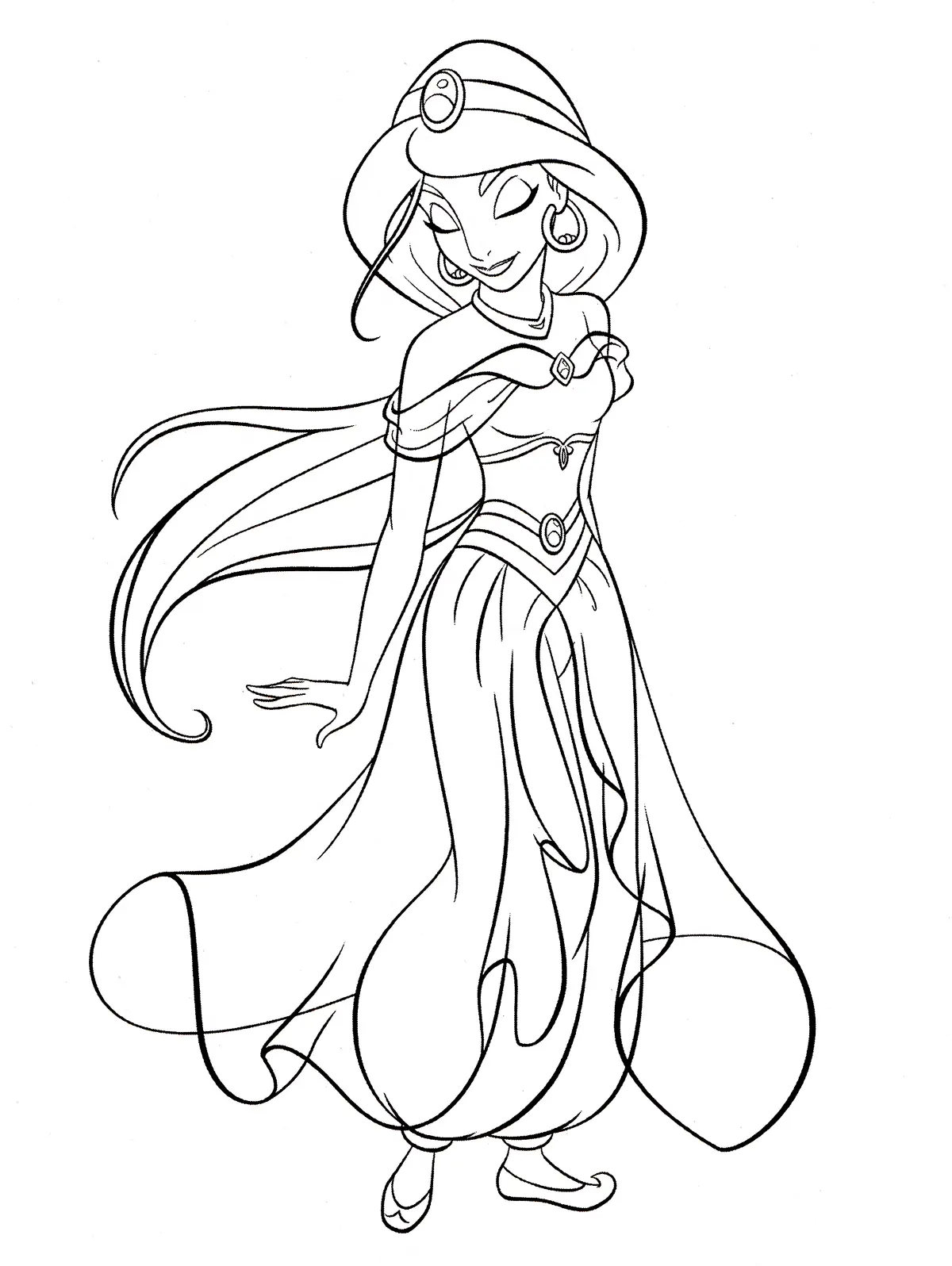 Coloriage Princesse Jasmine Du Film Aladdin - Princesse à imprimer
