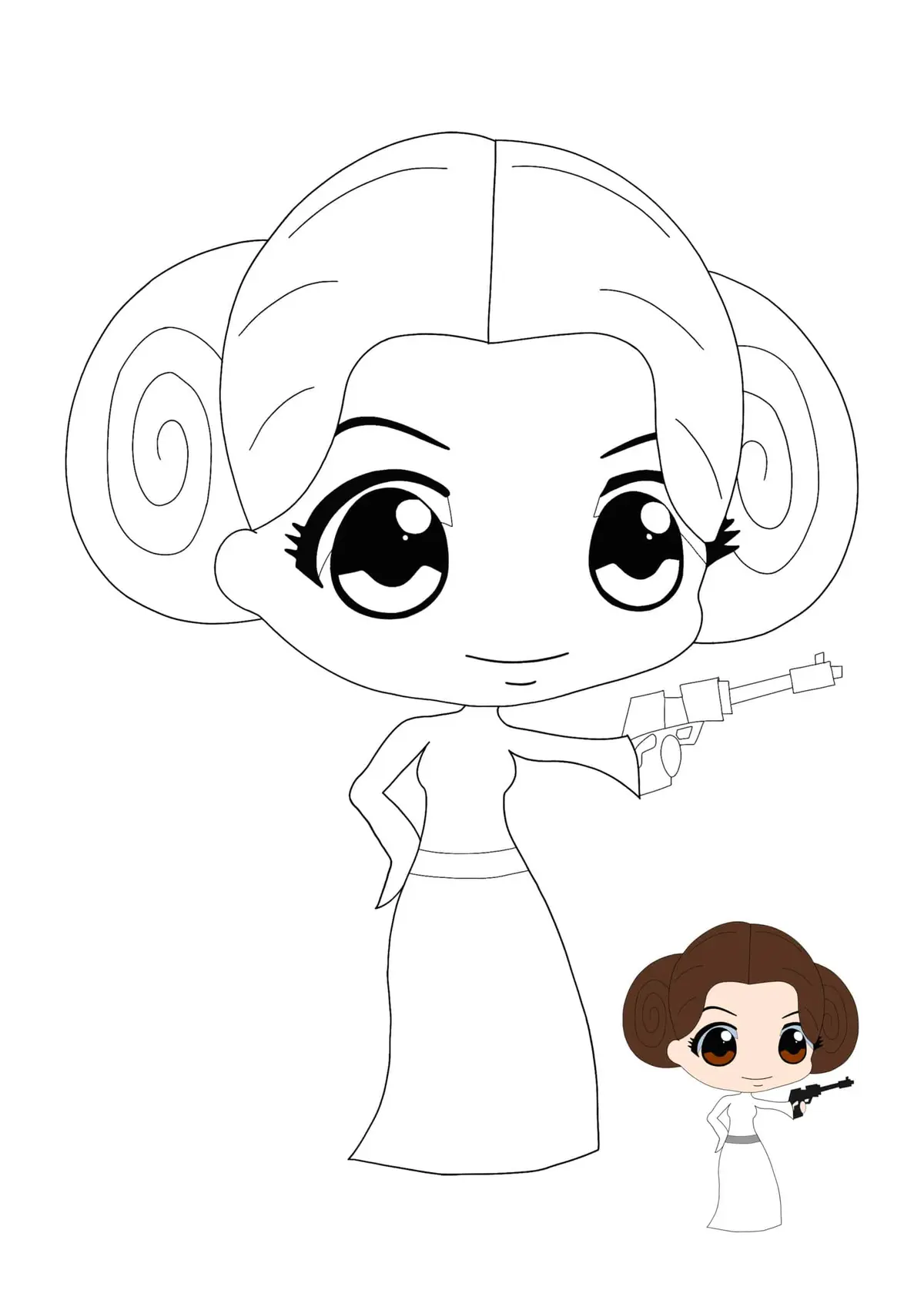 Coloriage Princesse Leia - Princesse à imprimer