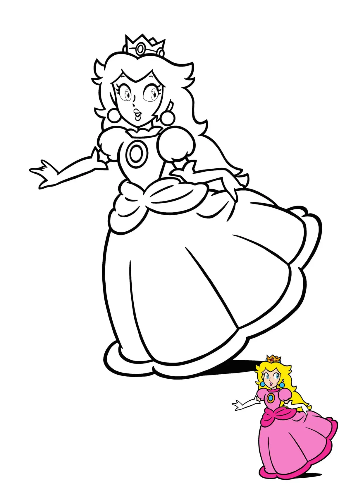 Coloriage Princesse Peach - Princesse à imprimer