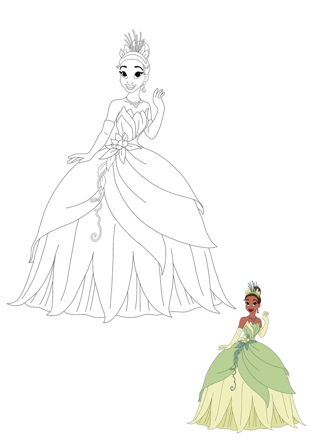 Coloriage Princesse Tiana - Princesse à imprimer