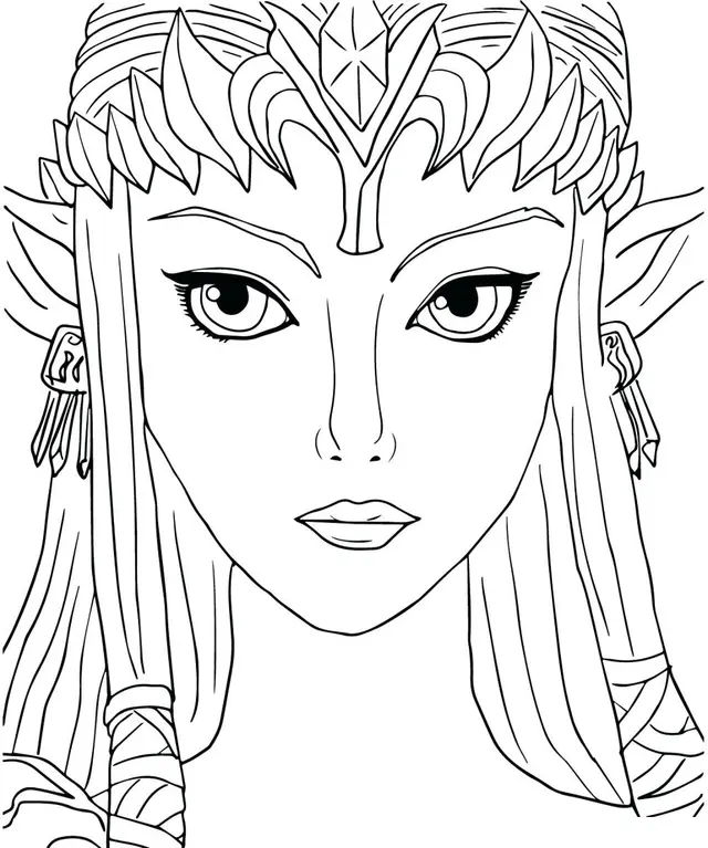 Coloriage Princesse Zelda en robe royale - Zelda à imprimer