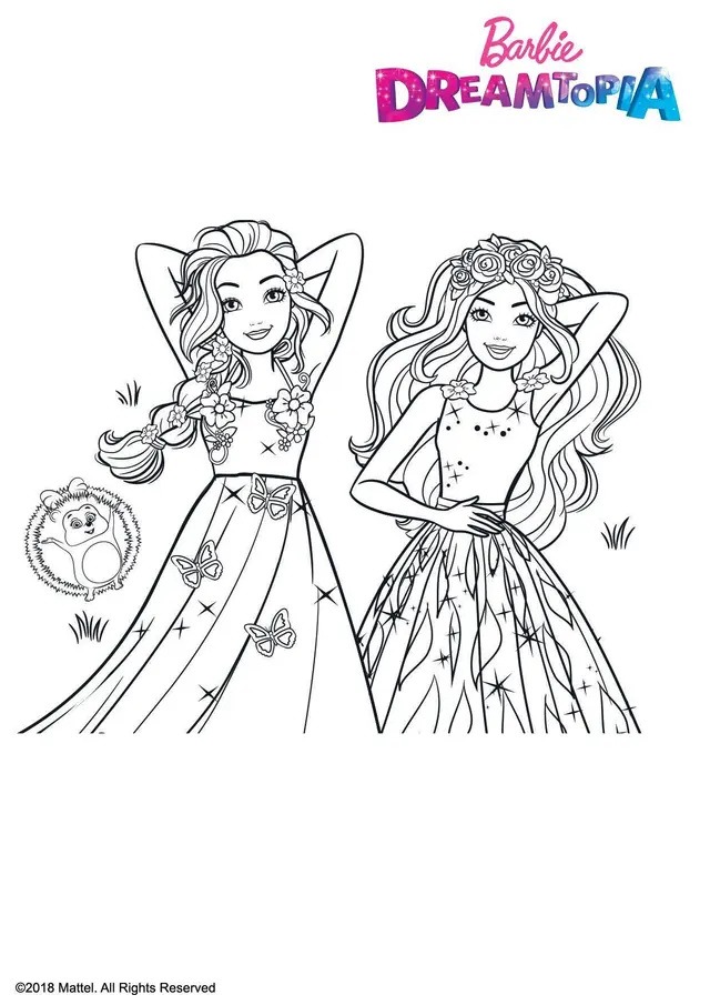 Coloriage Princesses Chevelures Magiques - Barbie à imprimer