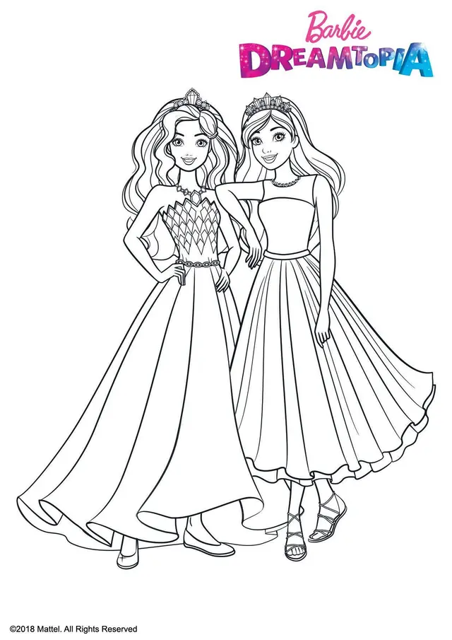 Coloriage Princesses Paillettes - Barbie à imprimer