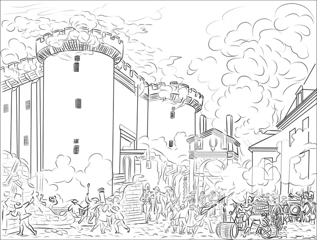Coloriage Prise De La Bastille - France à imprimer