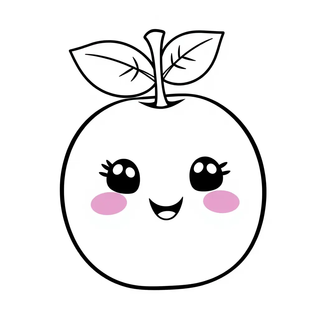 Coloriage Prune Fruit Kawaii - Kawaii fruits à imprimer