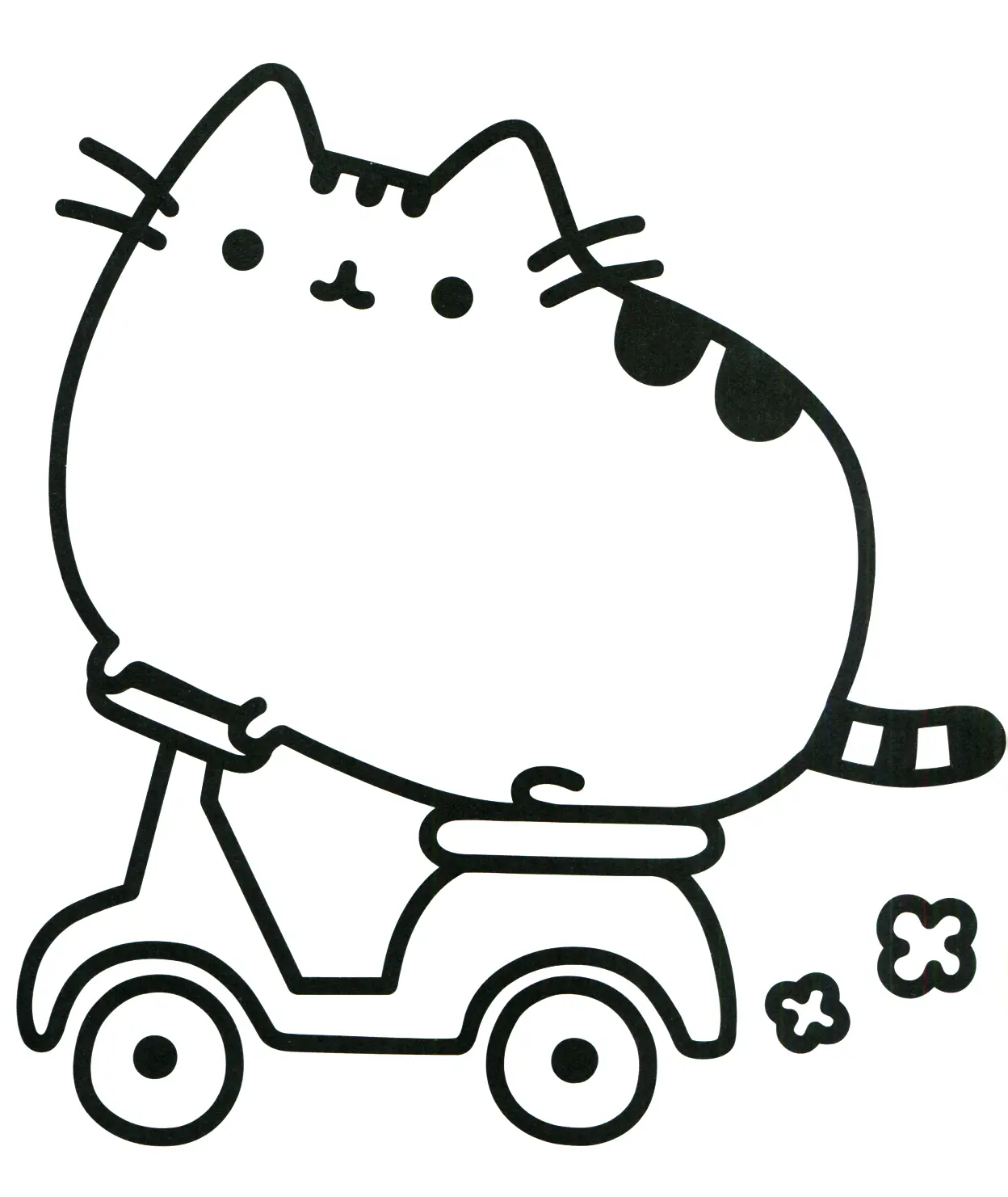 Coloriage Pusheen Cat On Scooter - Pusheen à imprimer