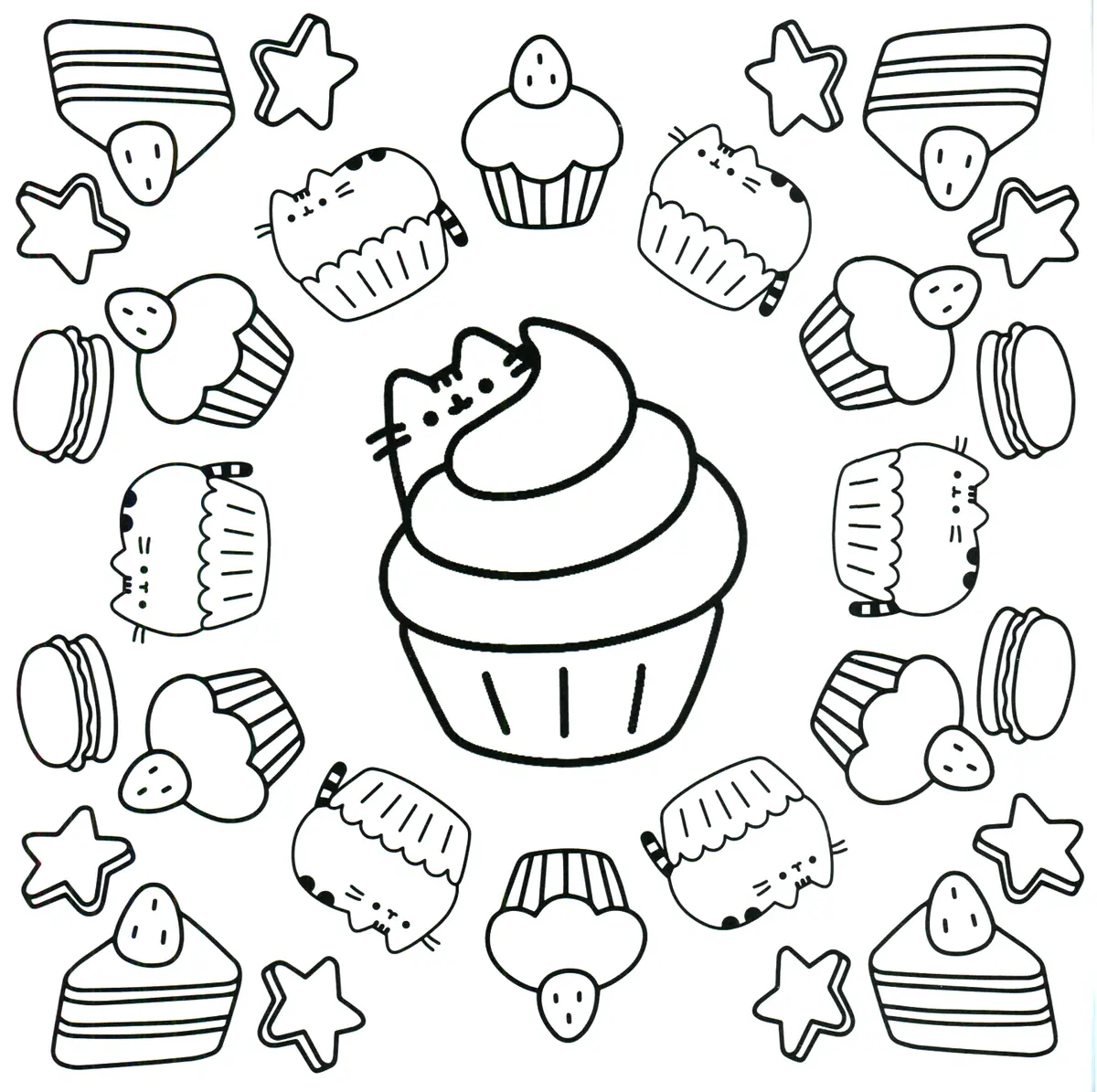 Ausmalbild Pusheen Cupcake Bäckerei Ausmalbilder zum Ausdrucken