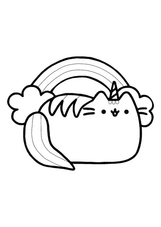 Coloriage Pusheen Licorne Arc En Ciel - Licorne à imprimer