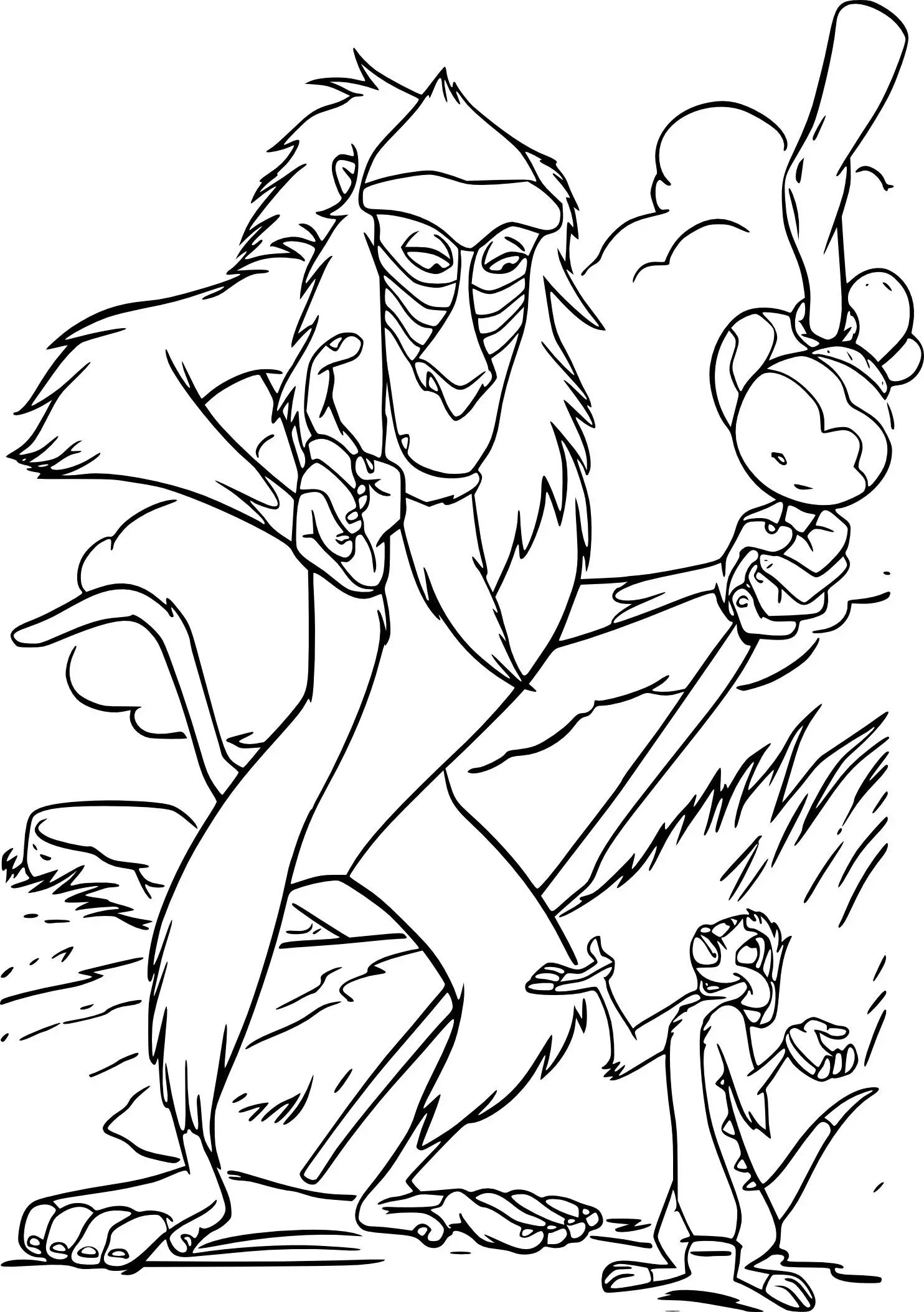 Coloriage Rafiki le sage du Roi Lion 3 - Roi lion à imprimer