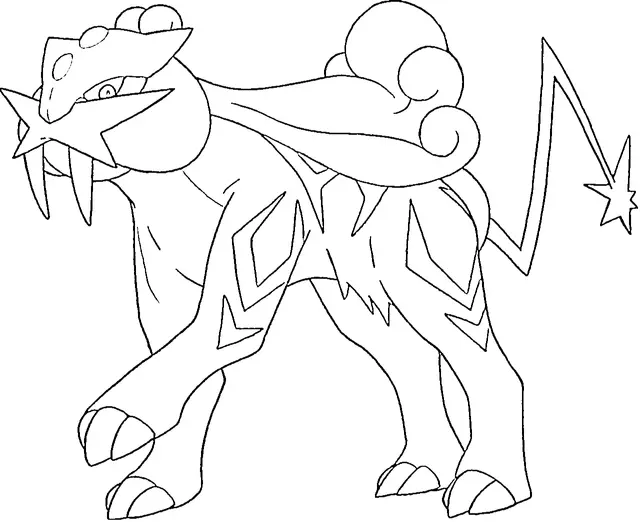 Raikou Generation 2 Legendary Pokémon coloring page to print