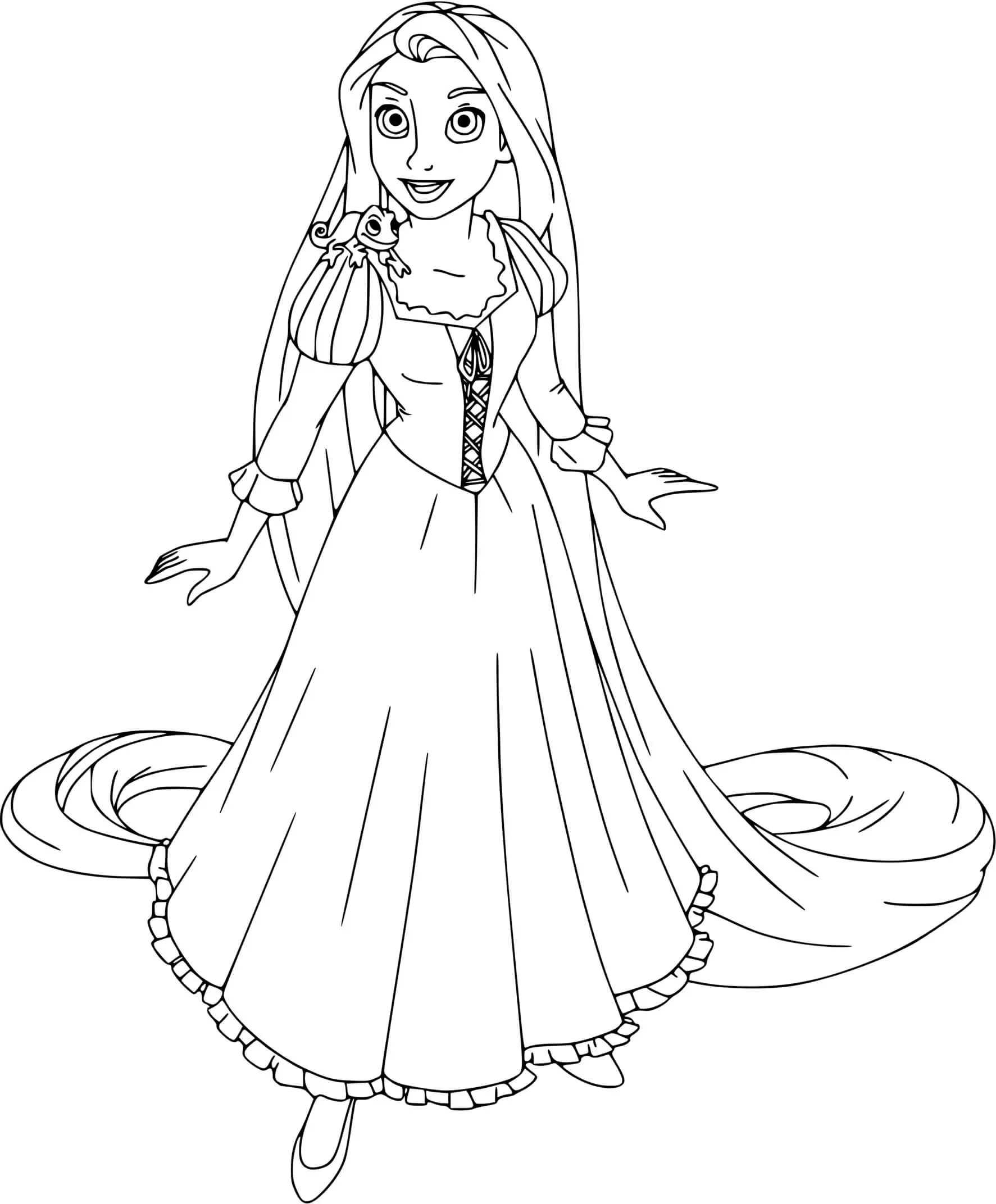 Coloriage Raiponce Jeune Fille Aux Magnifiques Yeux Verts - Princesse disney à imprimer