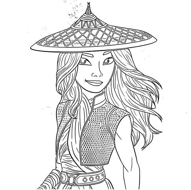 Coloriage Raya guerrière du dernier dragon Disney - Princesse disney à imprimer