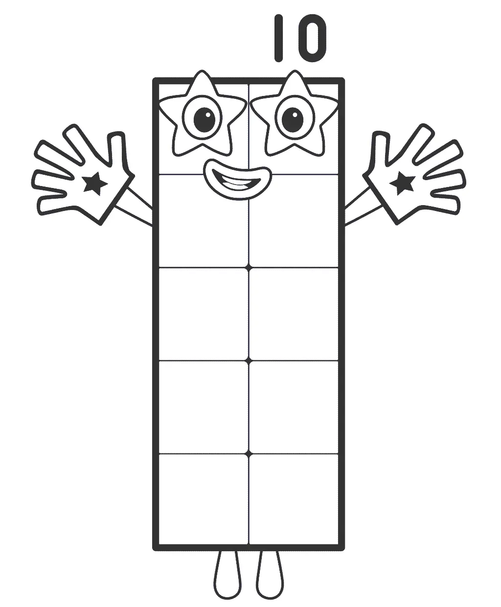 Coloriage Rectangle Number Ten - Numberblocks à imprimer