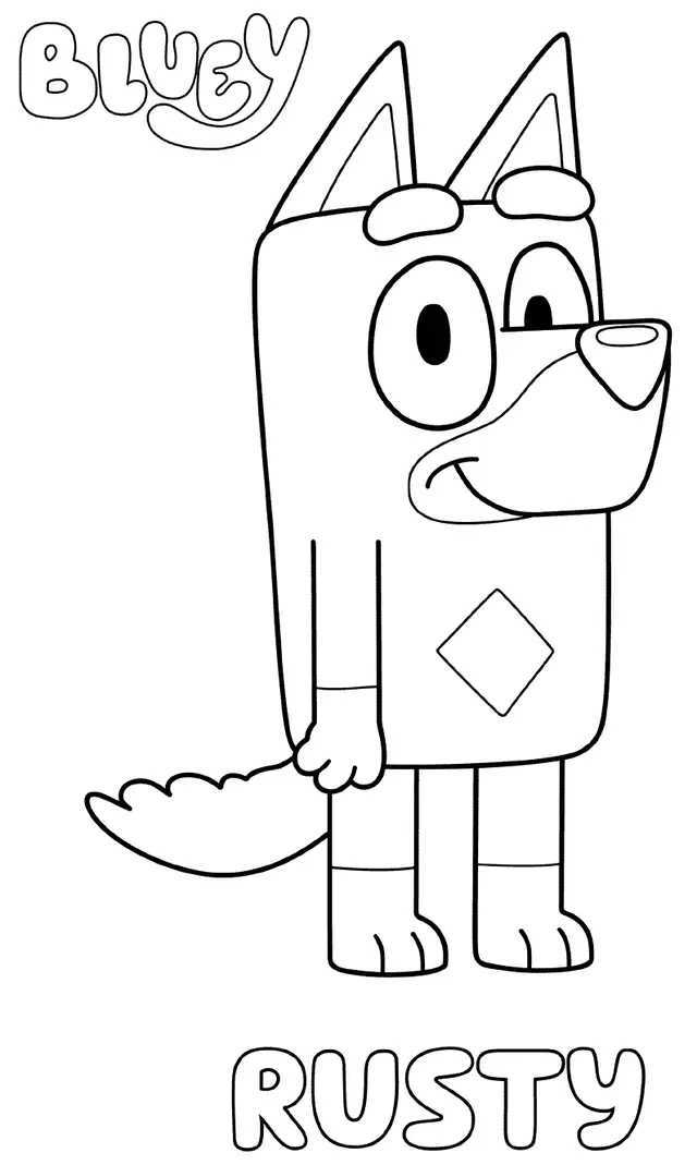 Coloriage Red Kelpie Rusty - Bluey à imprimer