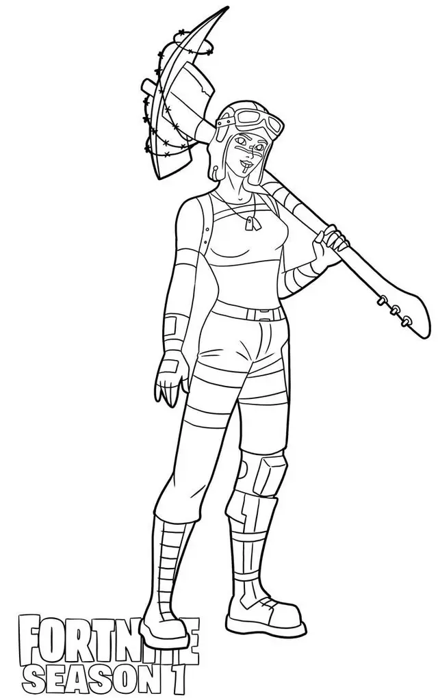 Coloriage Renegade Raider de Fortnite en combat - Fortnite à imprimer