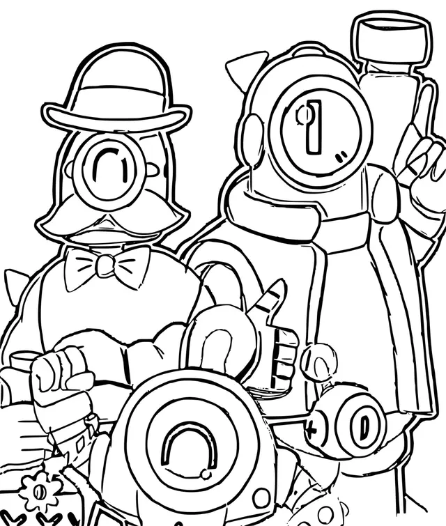 Coloriage Rico Barley Et Nani - Brawl stars à imprimer