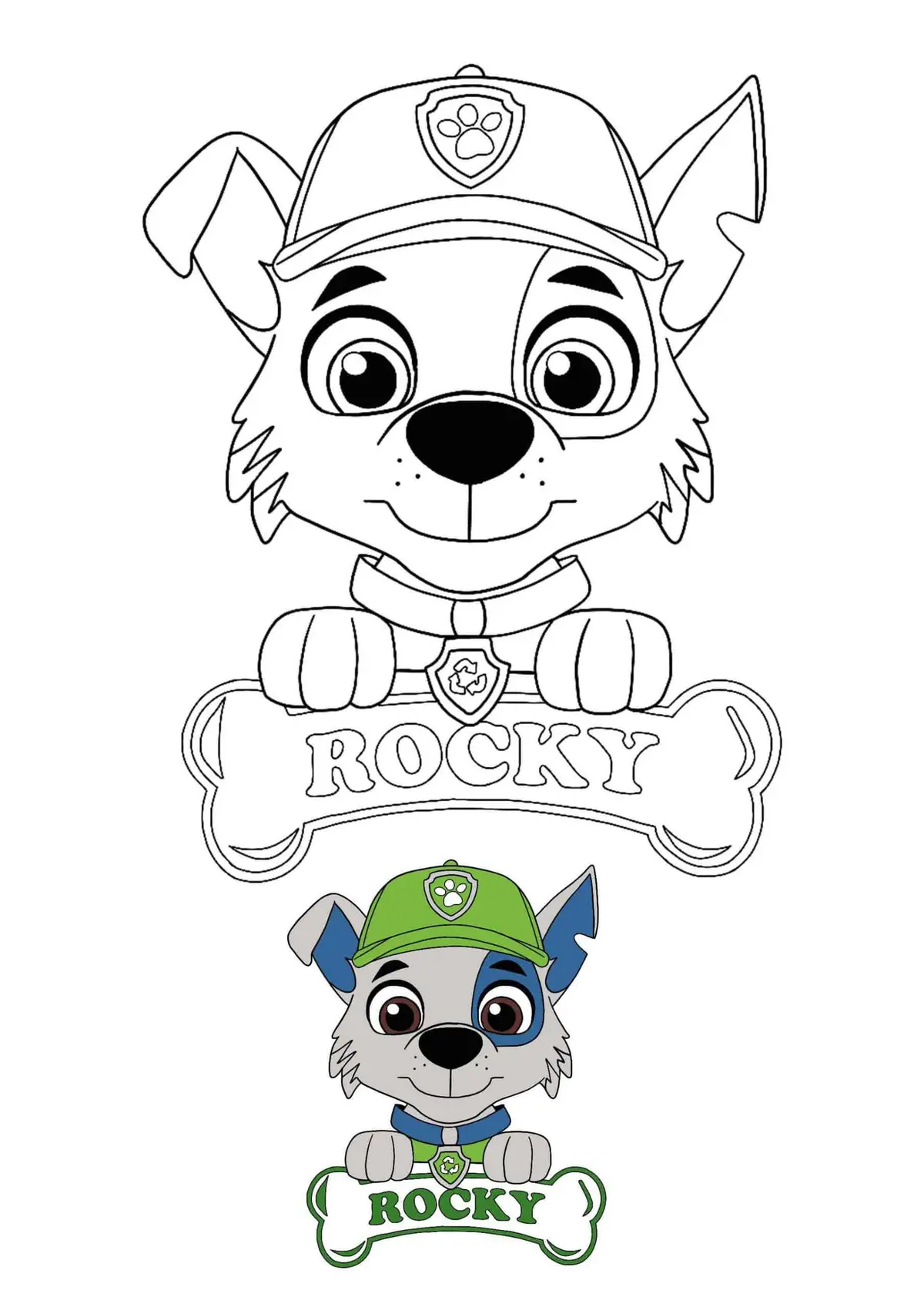 Coloriage Rocky et son camion de recyclage Pat Patrouille - Pat patrouille à imprimer