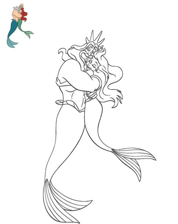 King Triton and Ariel — An Eternal Love coloring page to print