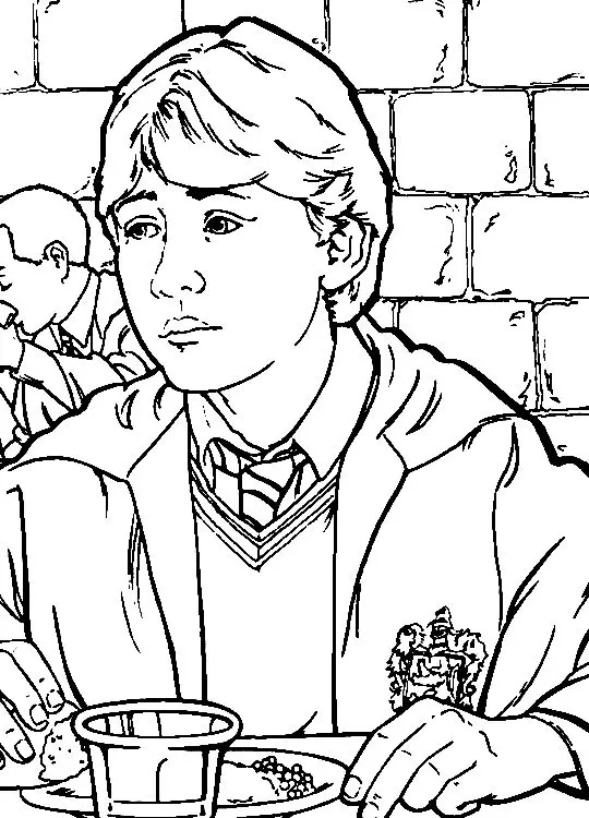 Coloriage Ron Weasley A La Cantine De Poudlard - Harry potter à imprimer
