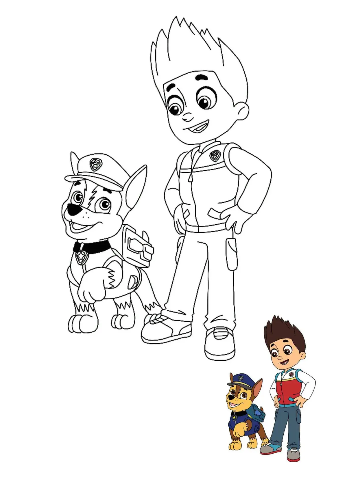 Coloriage Ryder et Chase discutent à la Pat Patrouille - Pat patrouille à imprimer