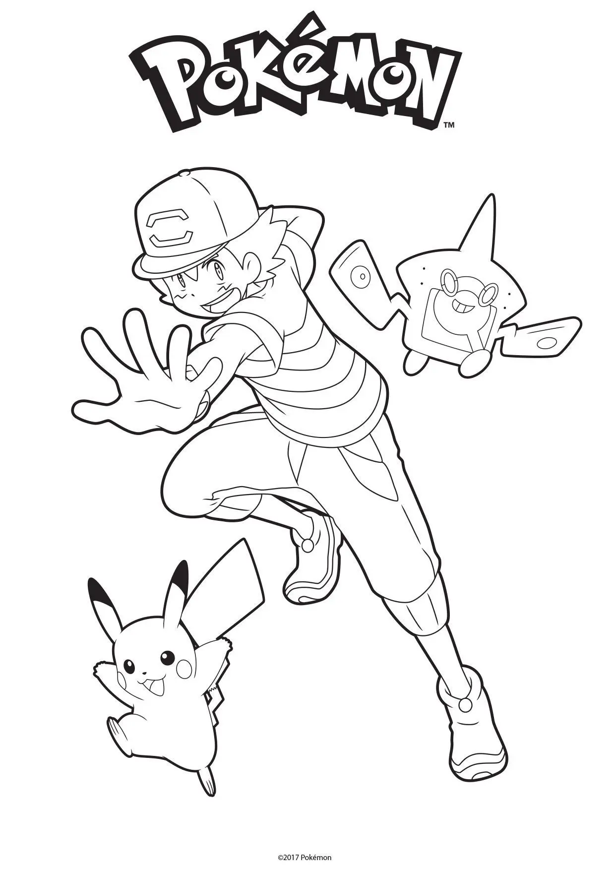 Coloriage Sacha Pikachu Et Rotom Dex - Gulli à imprimer