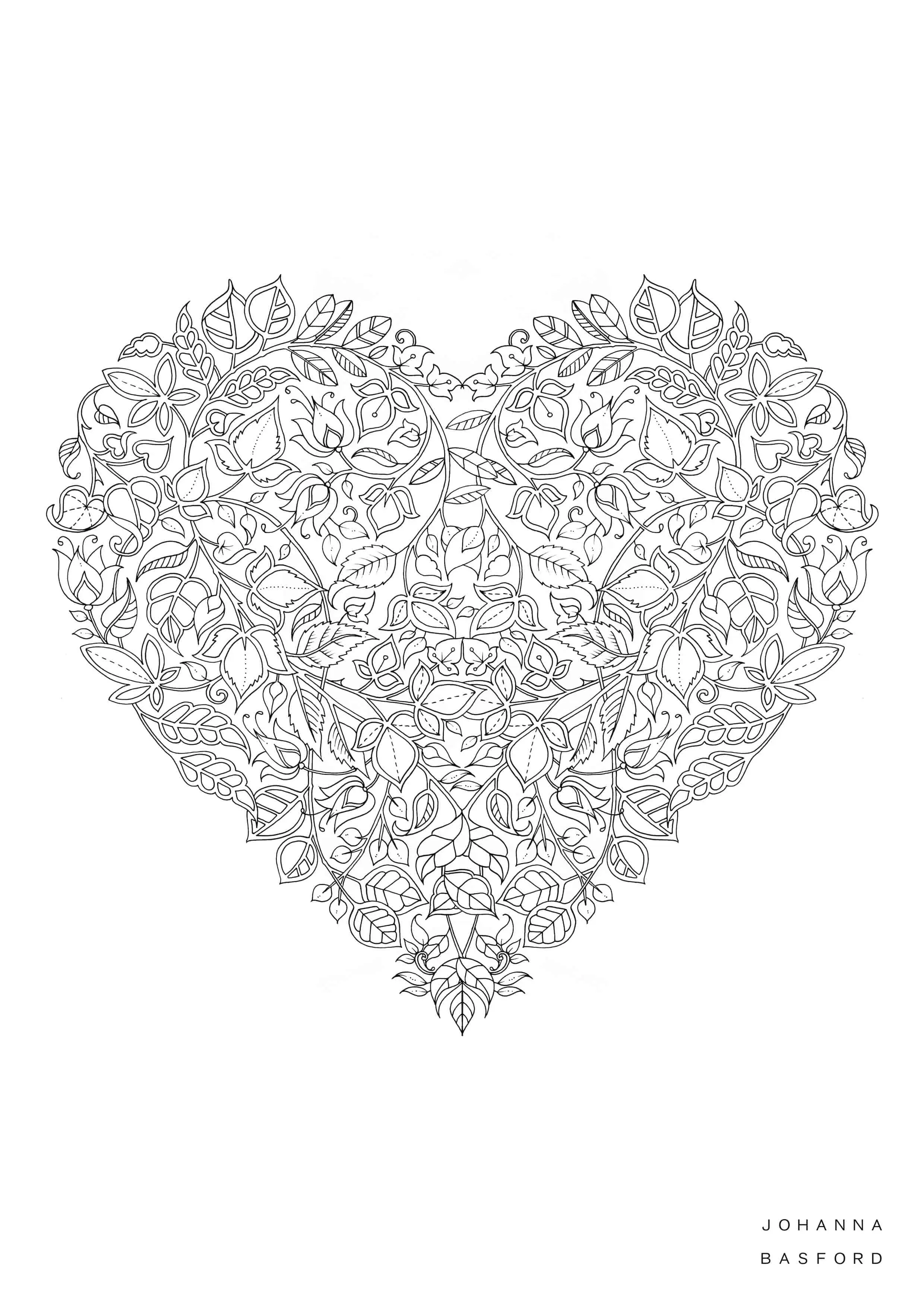 Coloriage Saint Valentin Par Johanna Basford - Adulte par johanna basford à imprimer