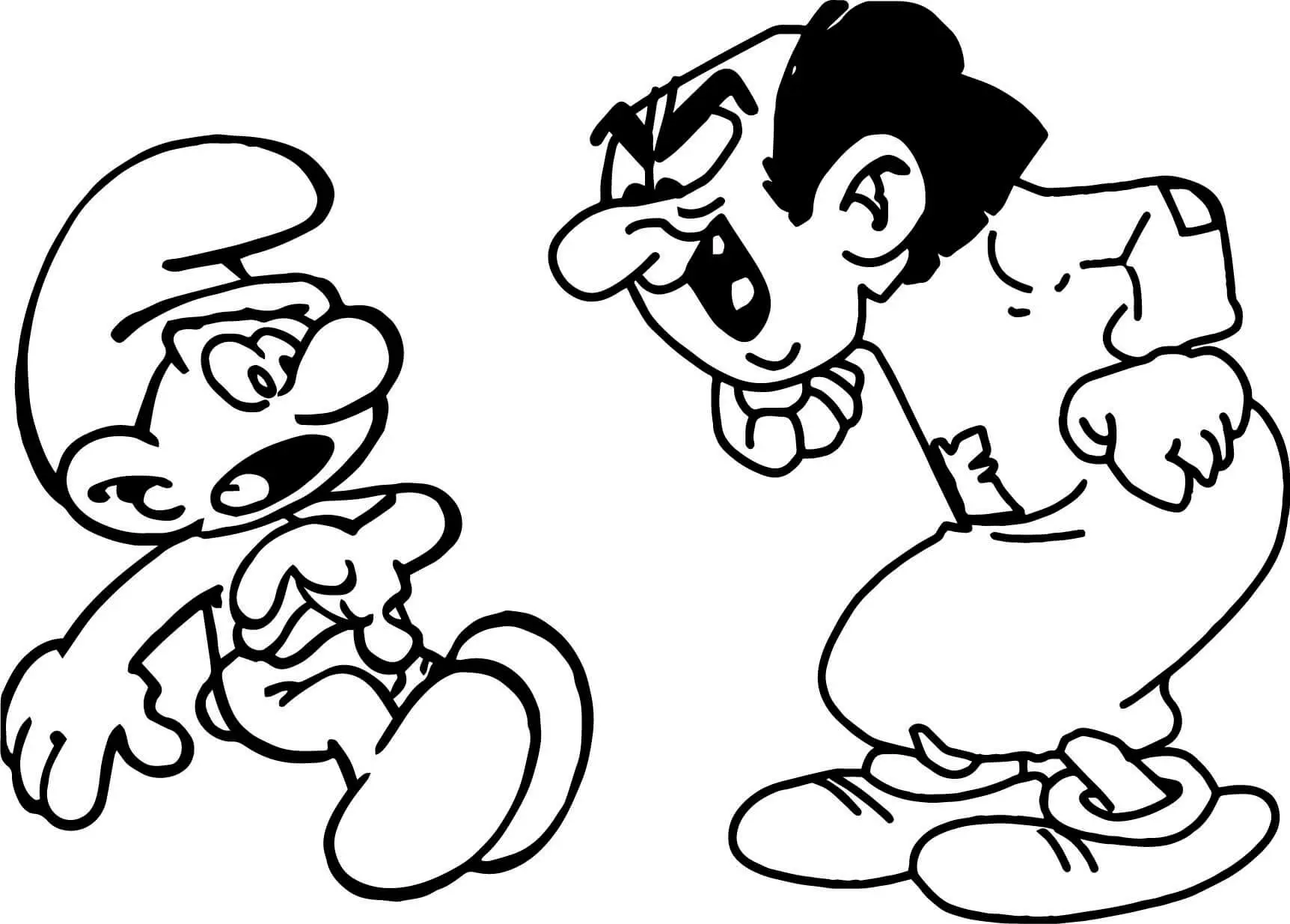 Coloriage Schtroumpfs Qui Chicane Un Schtroumpfs - Schtroumpf à imprimer