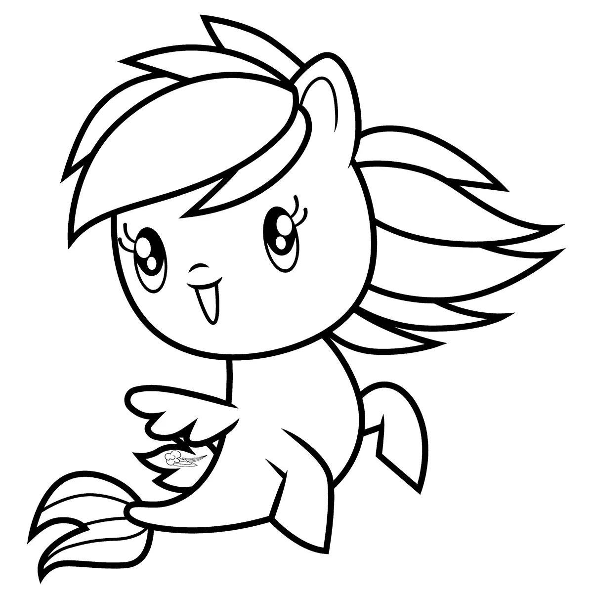 Coloriage Sea Pony Rainbow Dash Cutie - Cutie mark crew à imprimer