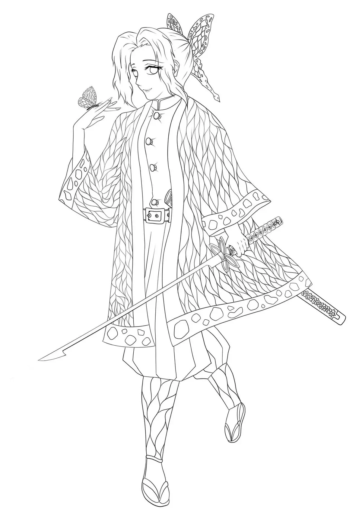 Disegno di Shinobu Kocho e la sua Farfalla da stampare