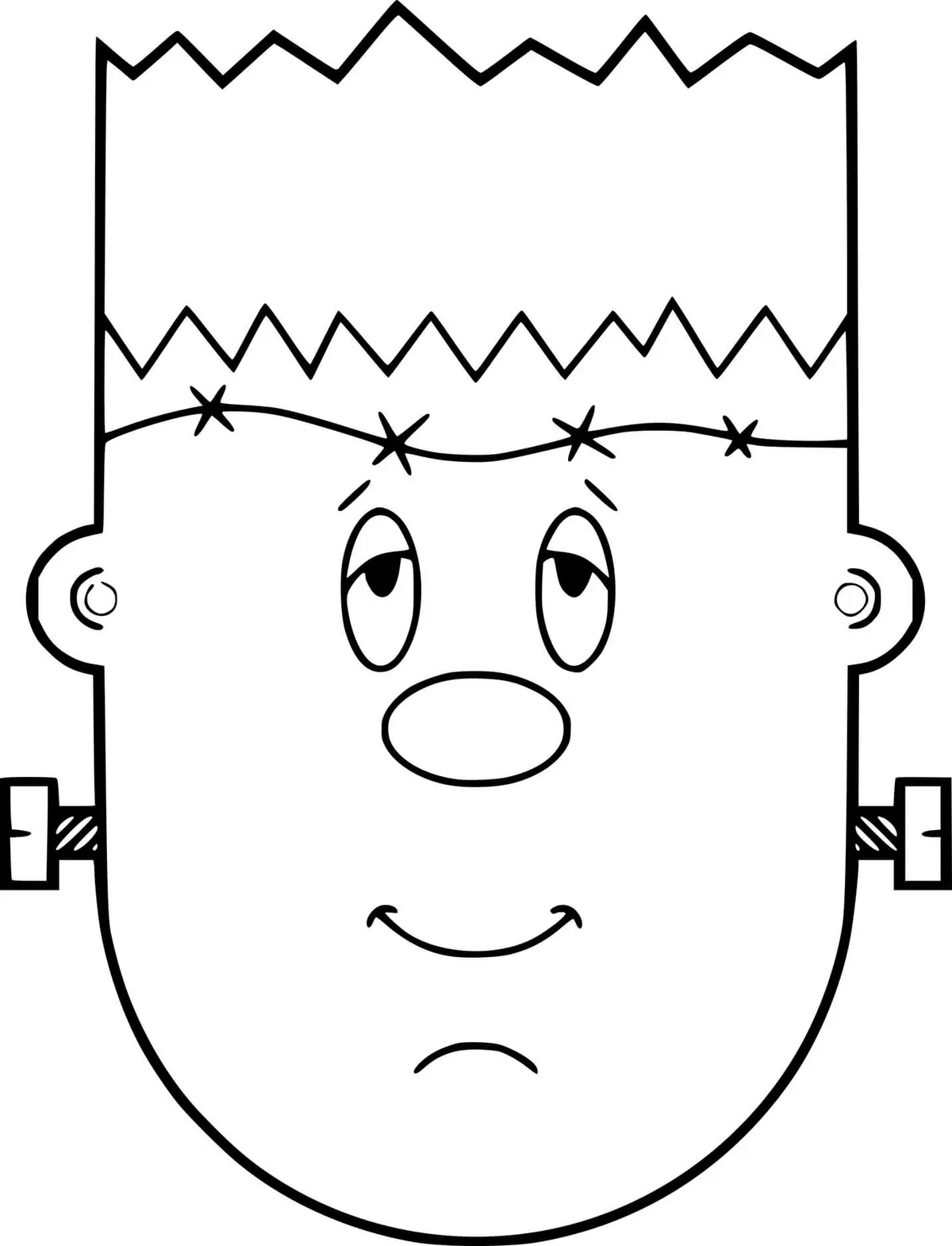 Desenho de Rosto do Frankenstein Simplificado para colorir