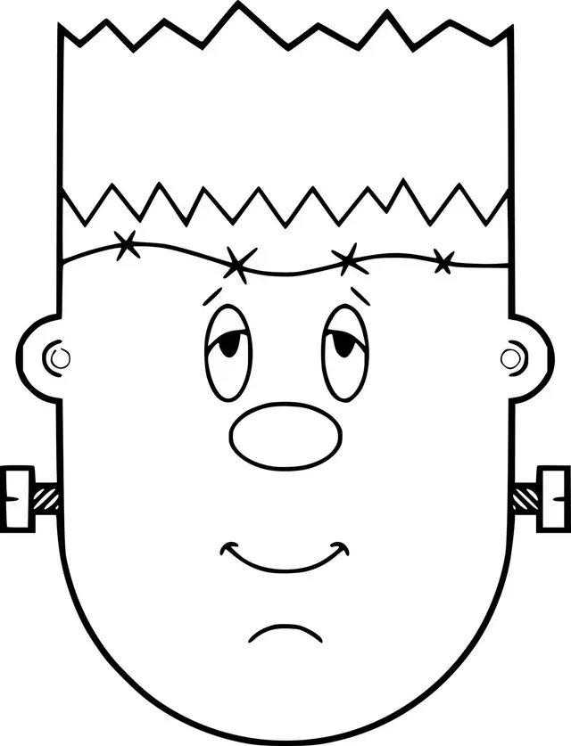 Coloriage Visage de Frankenstein simplifié - Frankenstein à imprimer