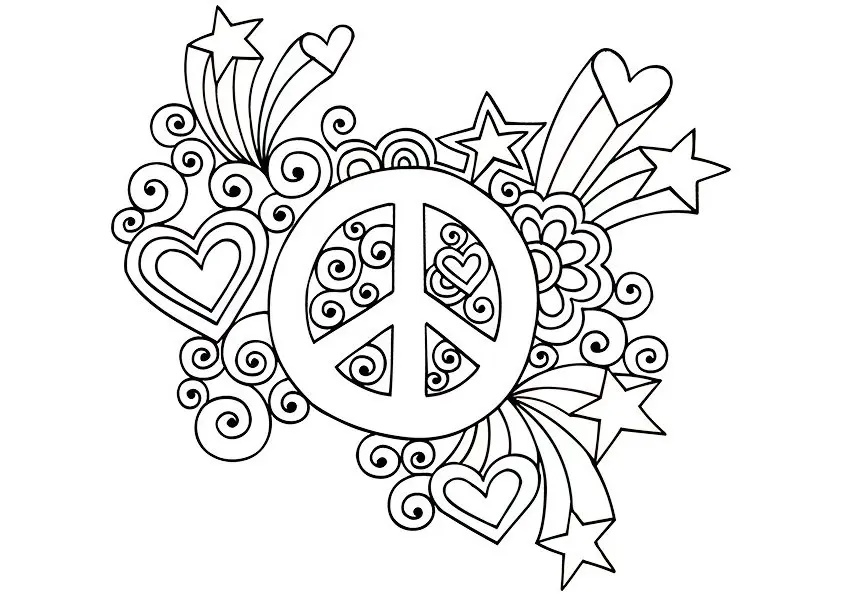 Coloriage Symbole de Paix Simplifié - Paix à imprimer
