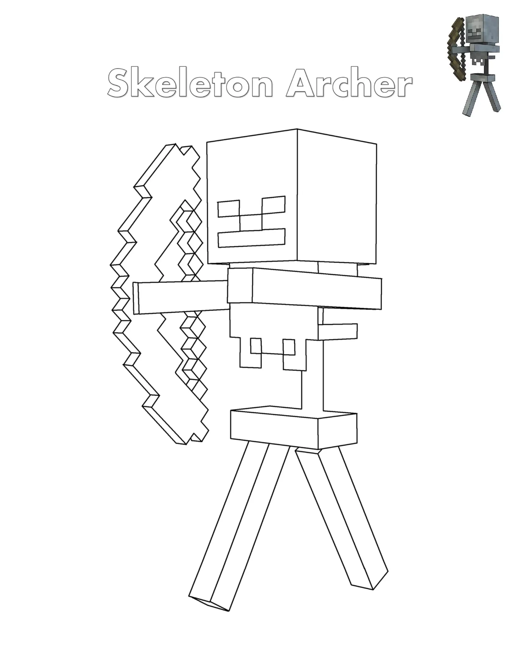 Coloriage Skeleton Archer Minecraft - Minecraft à imprimer