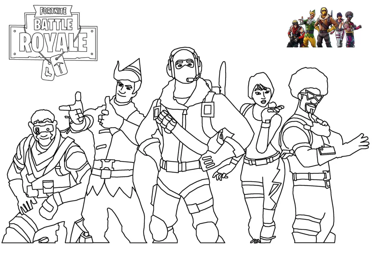 Fortnite Skins Picture coloring page to print