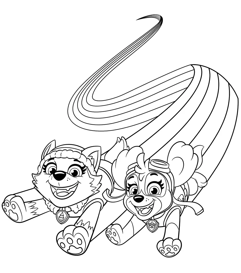 Coloriage Skye Et Everest Rainbow - Pat patrouille à imprimer
