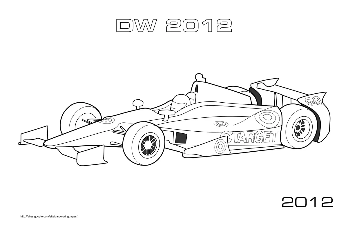 Ausmalbild Formel-1-Einsitzer DW 2012 im Rennen zum Ausdrucken