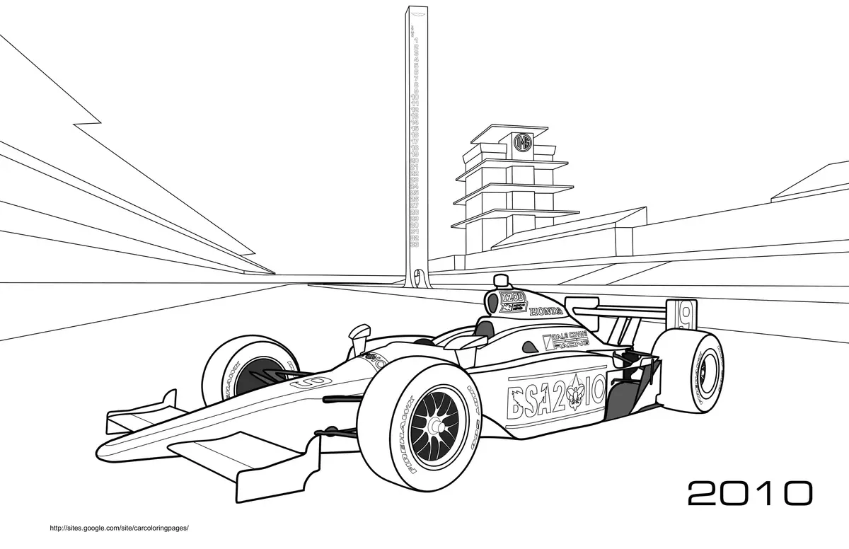 Honda BSA 2010 Competition Race Car coloring page to print