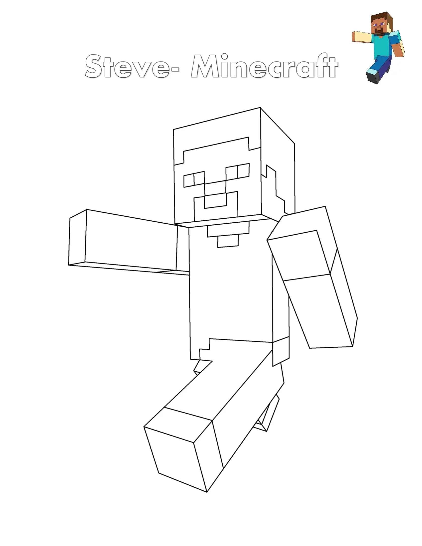 Coloriage Steve Minecraft - Minecraft à imprimer