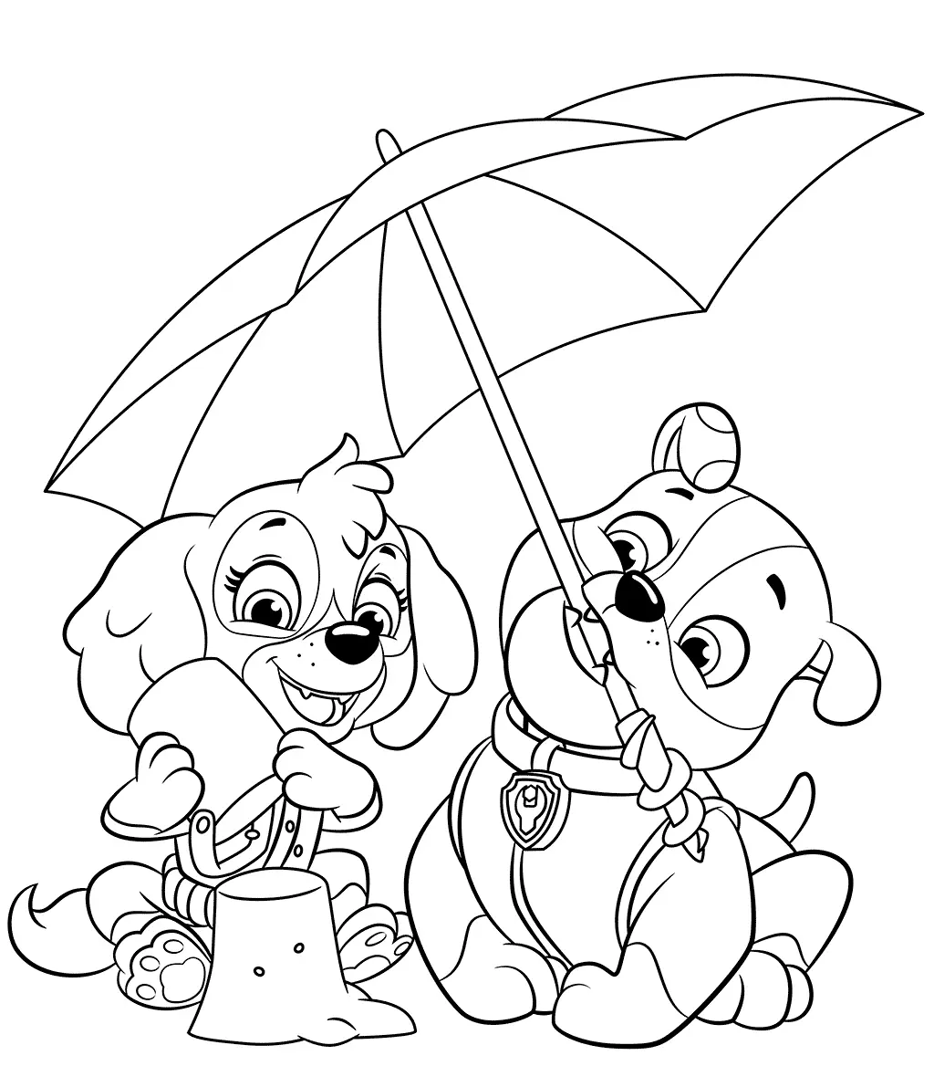 Coloriage Summer Pat Patrouille Rubble And Skye - Pat patrouille à imprimer