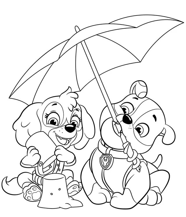 Coloriage Summer Pat Patrouille Rubble And Skye - Pat patrouille à imprimer