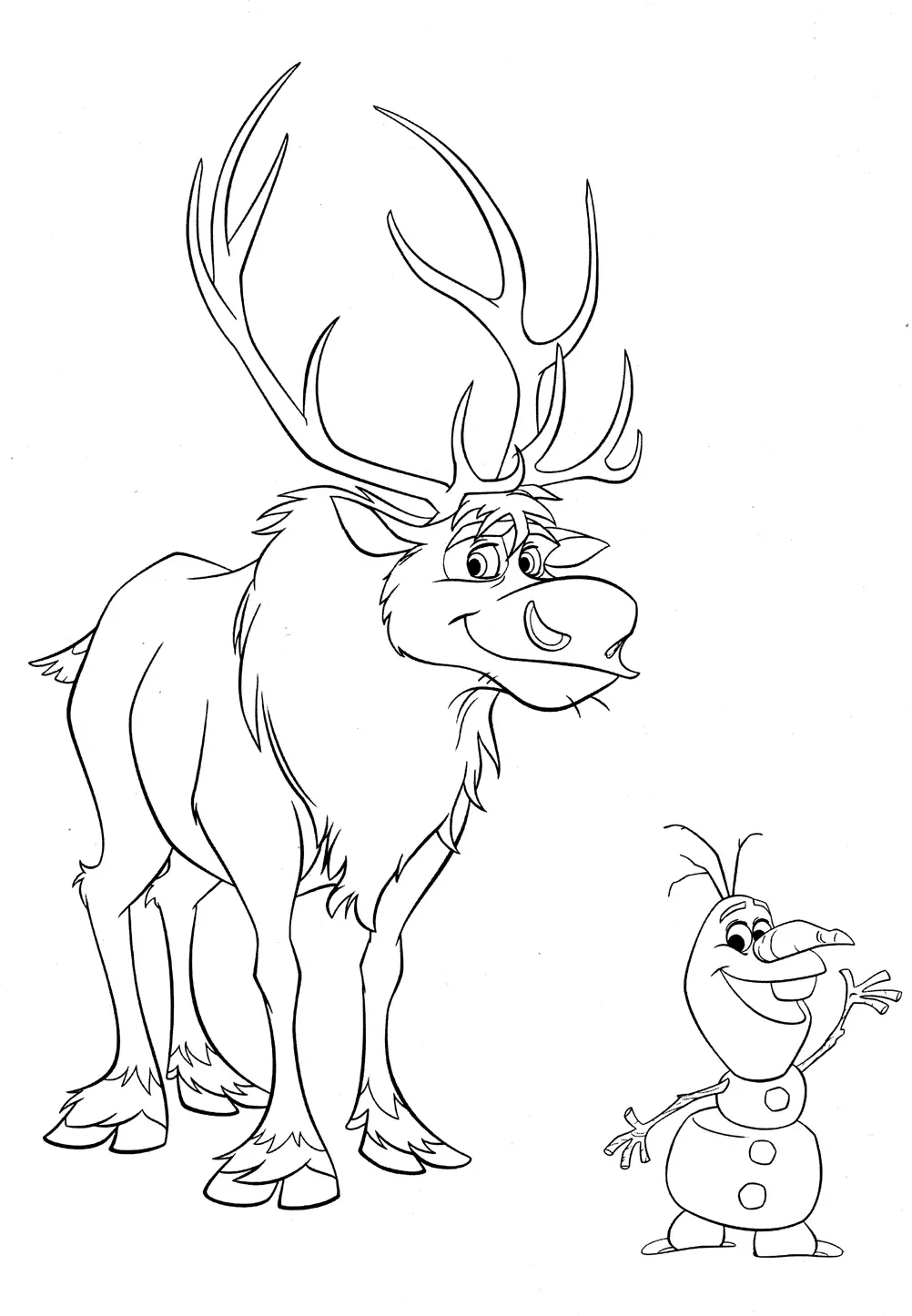 Coloriage Sven Et Olaf De La Reine Des Neiges Disney - Olaf à imprimer