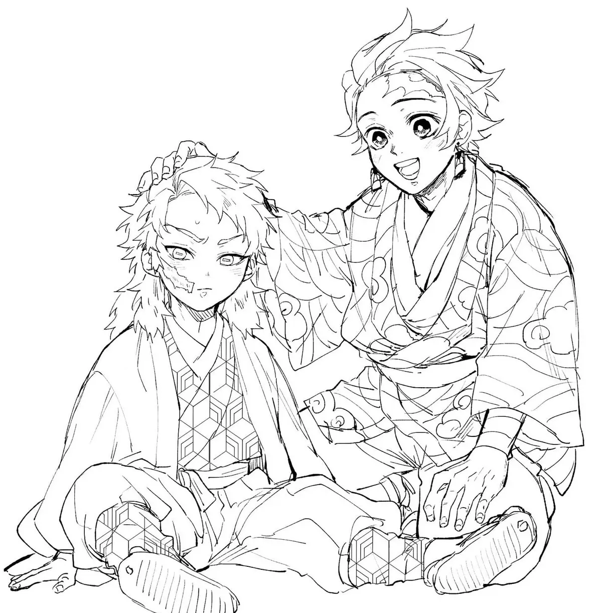 Disegno di Tanjiro e Sabito – Demon Slayer da stampare