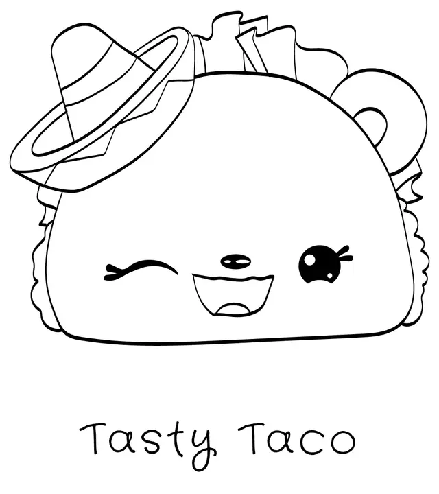 Coloriage Tasty Taco Num Noms - Num noms à imprimer