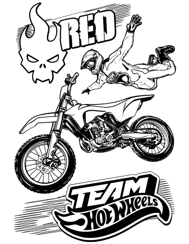 Dibujo de Team Hot Wheels Moto Fly Jump para colorear